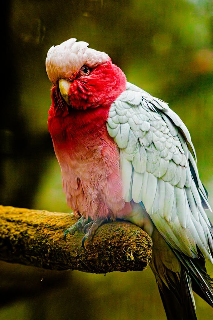 A striking pink and grey Galah cockatoo perched on a branch, showcasing its unique plumage.